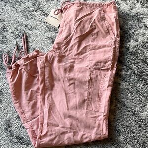 Pink Drawstring Cargo Pants